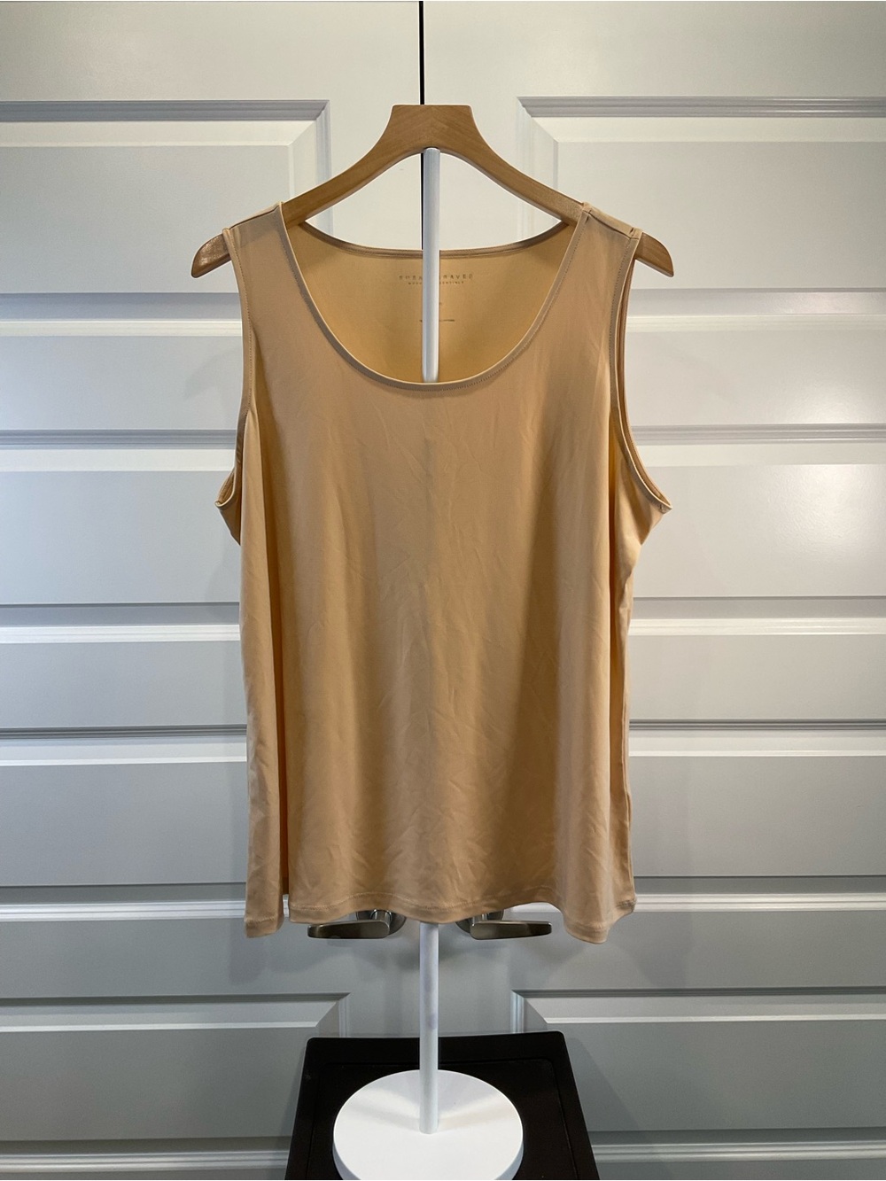 Susan Graver Sleeveless Scoop Neck Tank Top - Nude Beige